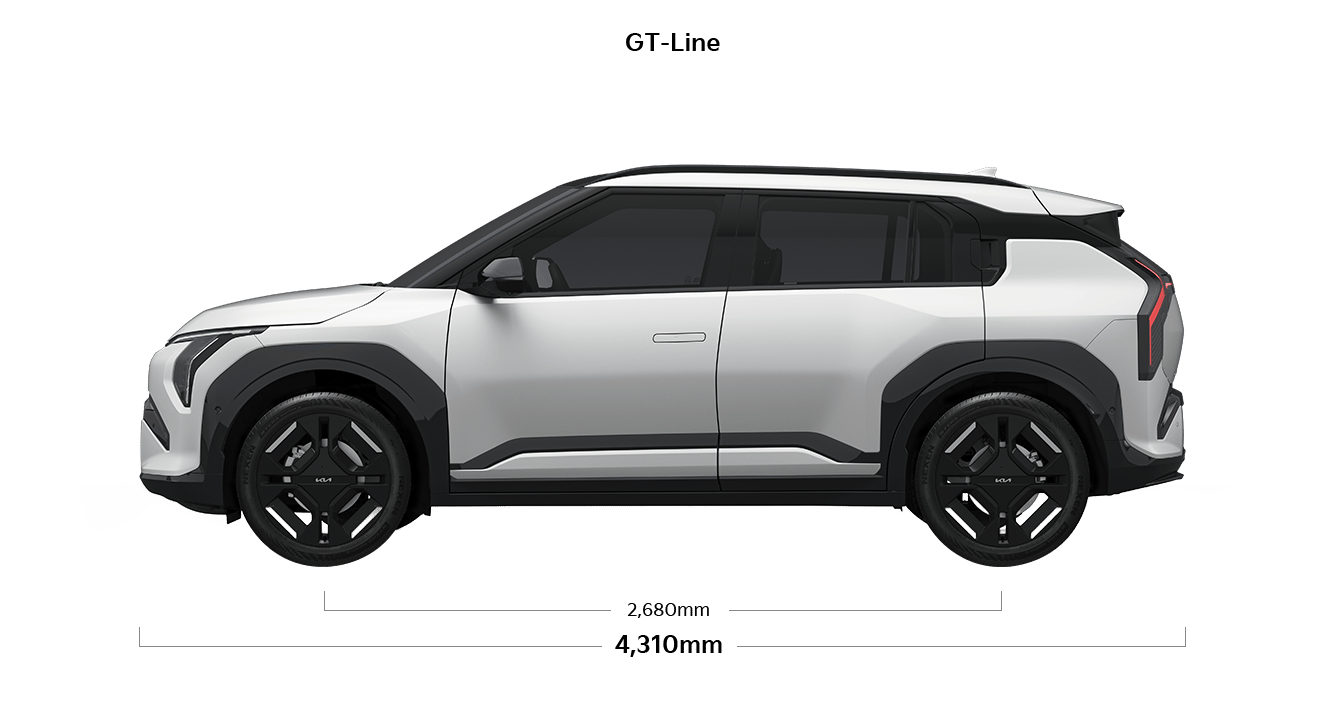 EV3 GT-line 제원 측면 : 전장 4,310mm, 축거 2,680mm